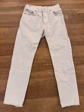 Levi's Premium Women's White 501 Straight Leg Button Fly Jeans - Size 27
 b92